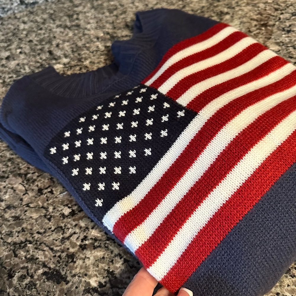 Navy Sweater with American Flag Design - Picture 5 of 6